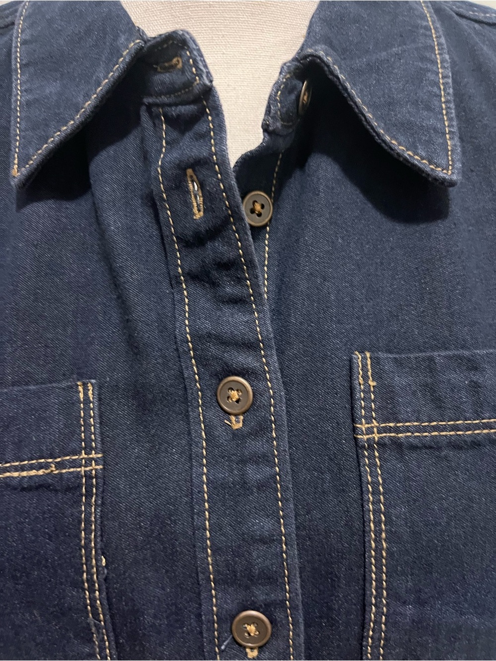 NWT Hem and Thread denim puff sleeve button down sz M - Picture 4 of 9